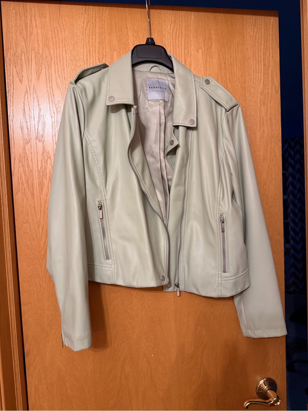 bagatelle Pale Mint Faux Leather Moto Jacket